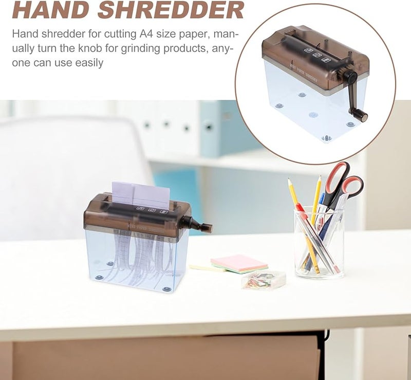 Mini Manual Hand Crank Paper Shredder Portable Desktop Strip Cutter for Documents Bills Receipts - Image 5